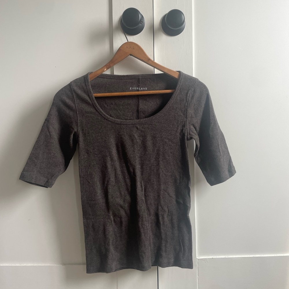 Everlane Pima micro-rib scoop-neck tee